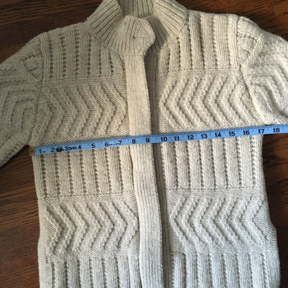 Vintage knitted wool zip pocket and leather button sweater cardigan - Picture 8 of 10